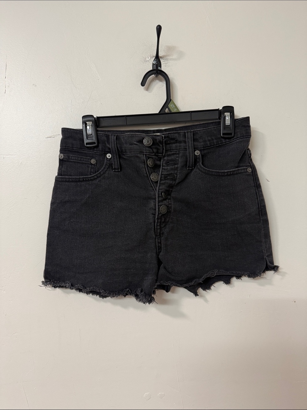 Madewell Washed Black High-Rise Button-Fly Denim Cutoff Shorts